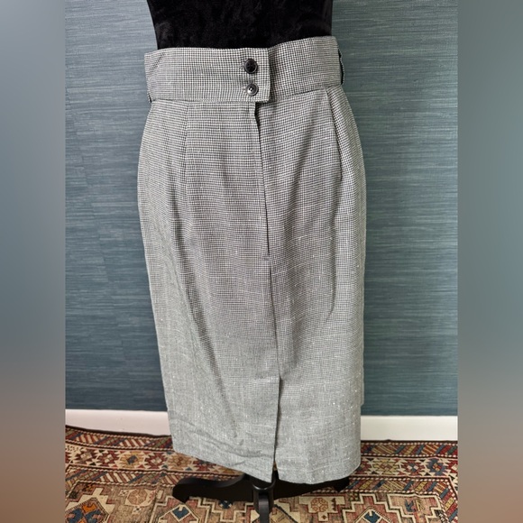 Vintage Pencil Skirt: Danielle, Black and White, Size 10, Knee-Length, Back Slit - Picture 1 of 9